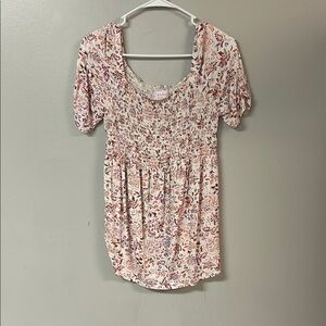 Isabel Maternity Floral Blouse - Pink and White